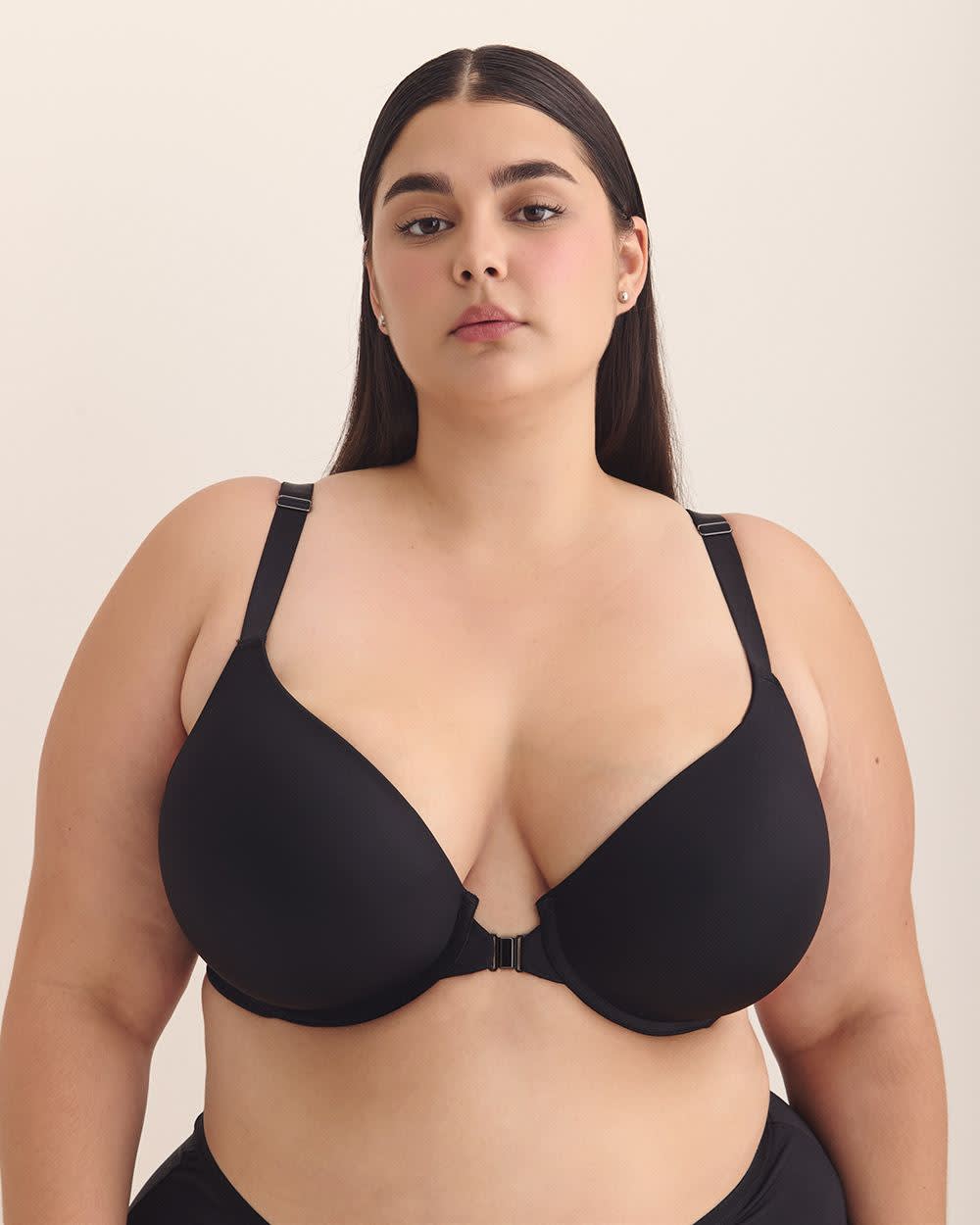 Soutien-gorge pigeonnant noir à  fermoir avant aimanté - Déesse Collection