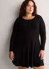Ribbed Fit-and-Flare Crew-Neck Short Dress