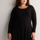 Ribbed Fit-and-Flare Crew-Neck Short Dress
