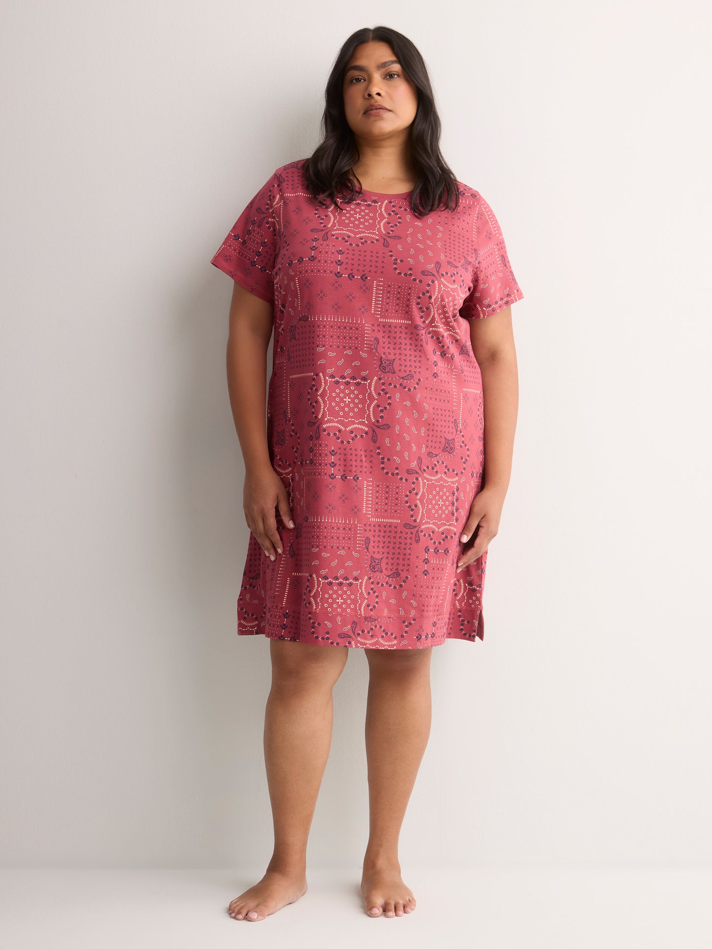 Printed Cotton Short-Sleeve Sleepshirt - tiVOGLIO