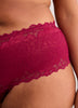 Red Microfibre Brief with Wide Lace Waistband - Déesse