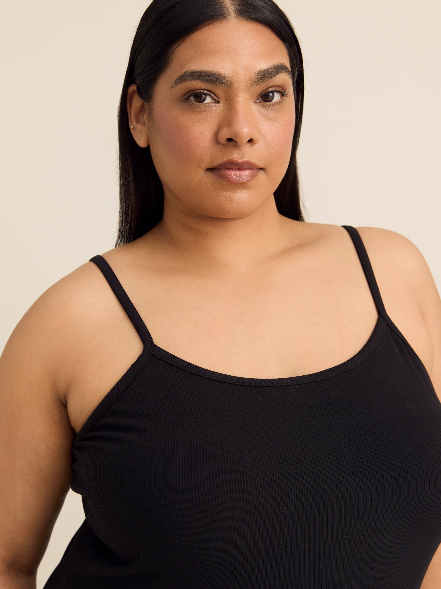 Black Sleeveless Rib Knit Fitted Long Sleepshirt - ti Voglio