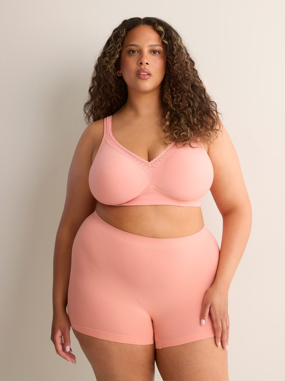 Pink Wireless Padded T-Shirt Bra with Lace - tiVOGLIO