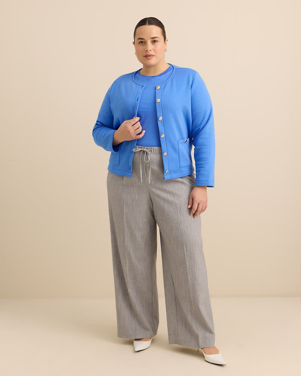 Cardigan court boutonné avec poches