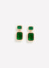 Two-Green-Stone Pendant Earrings