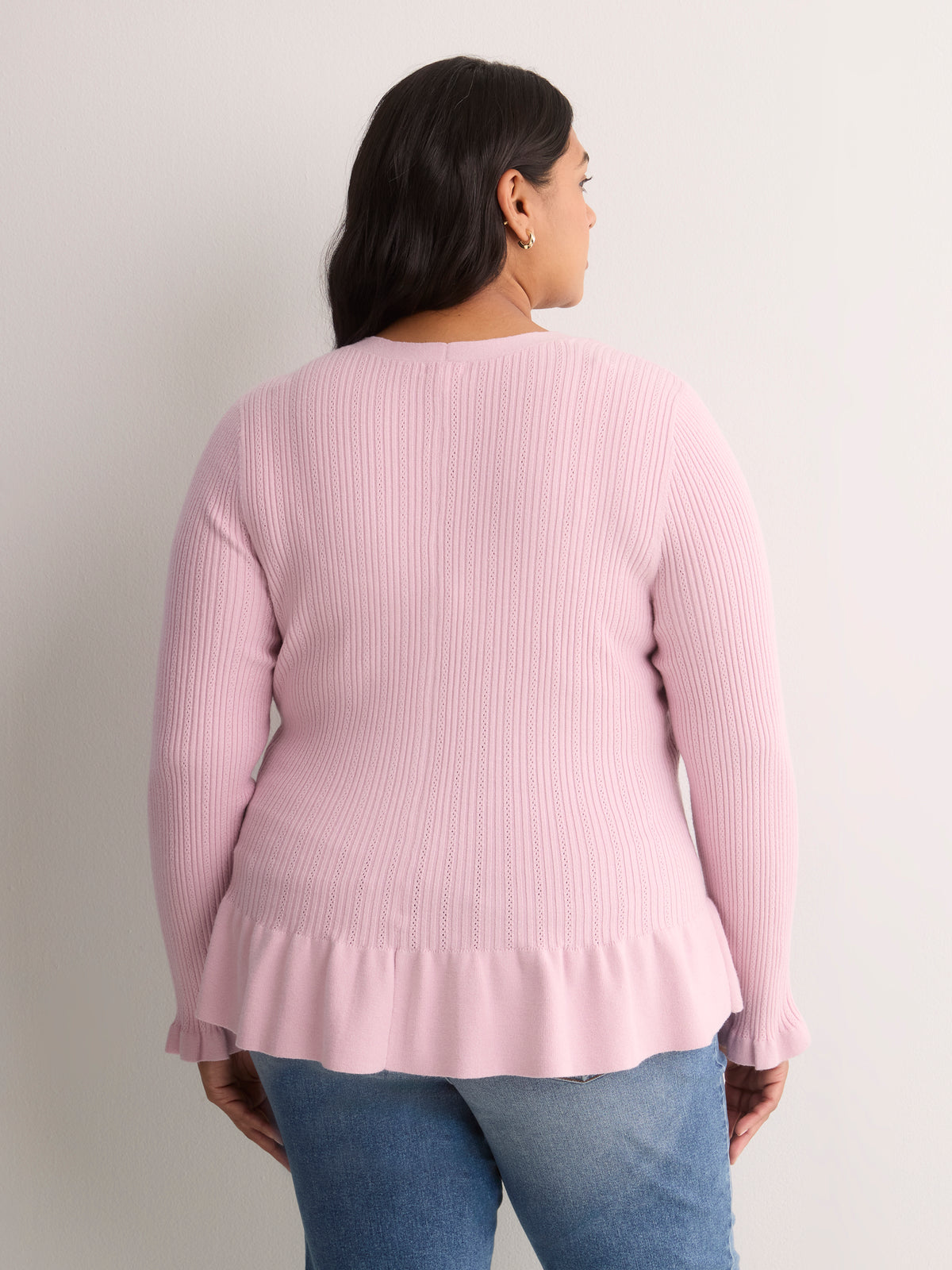 Responsible, Fit and Flare Peplum Button-Down Sweater