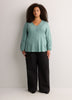 Slight Swing V-Neck Blouse with Crochet Tape