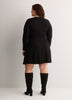 Ribbed Fit-and-Flare Crew-Neck Short Dress