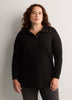 Loose Waffle Knit Tunic with Buttoned Collar