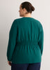 V-Neck Long-Sleeve Elastic-Waist Woven Blouse