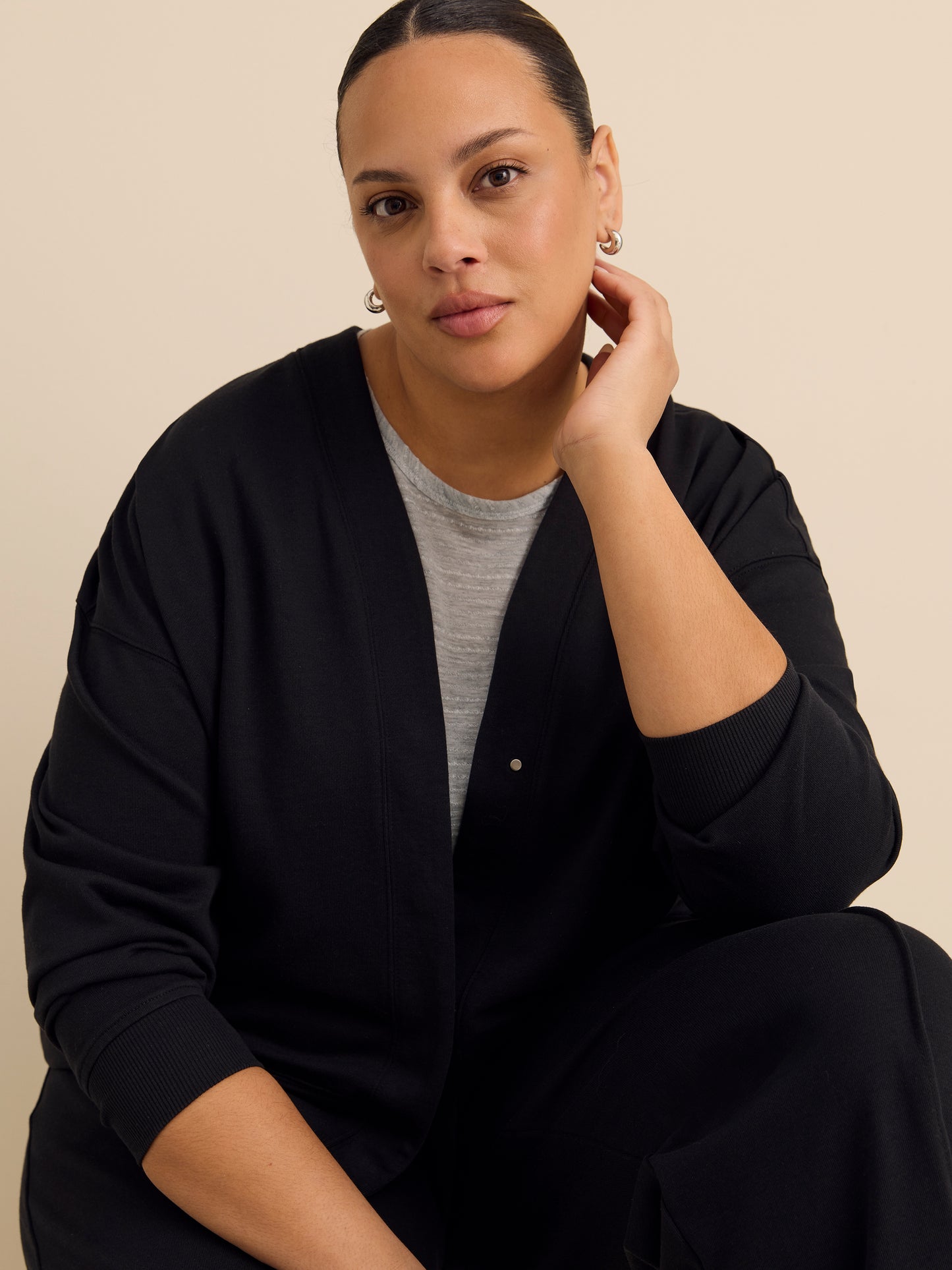 French Terry Button-Up Cardigan - Active Zone