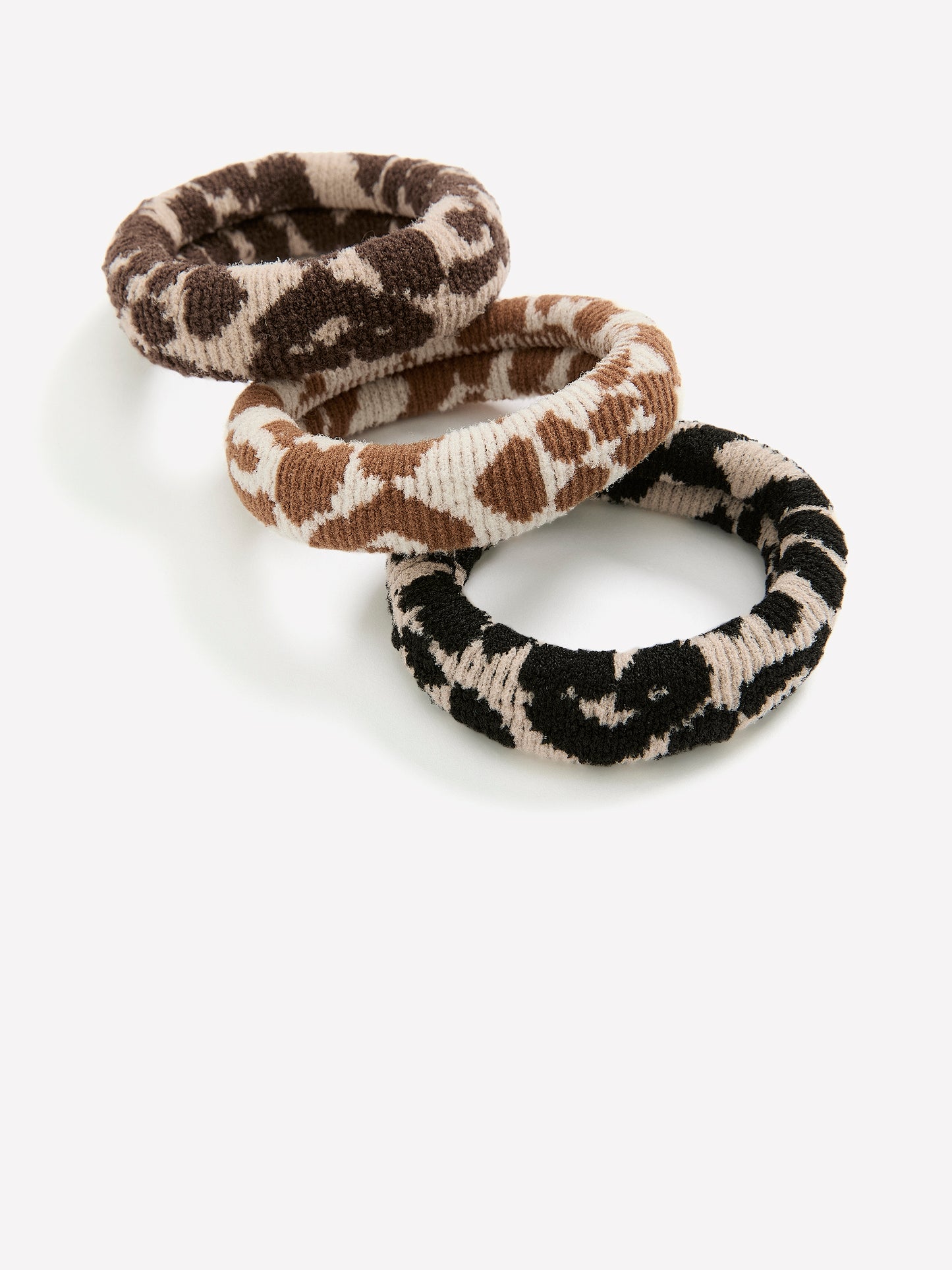 Leopard Ribbed Hair Elastics, Set of 6
