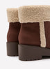 Extra Wide Width, Brown Microsuede Wedge Bootie with Foldover Sherpa