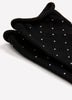 Black Rolled-Edge Crew Socks with Micro Dot Print