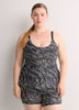 Black Wave-Print A-Line Tankini Top - Active Zone