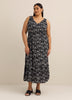 Responsible, V-Neck Sleeveless Tiered Maxi Dress with Tie Belt