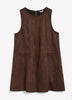 Robe marron sans manches en suède synthétique