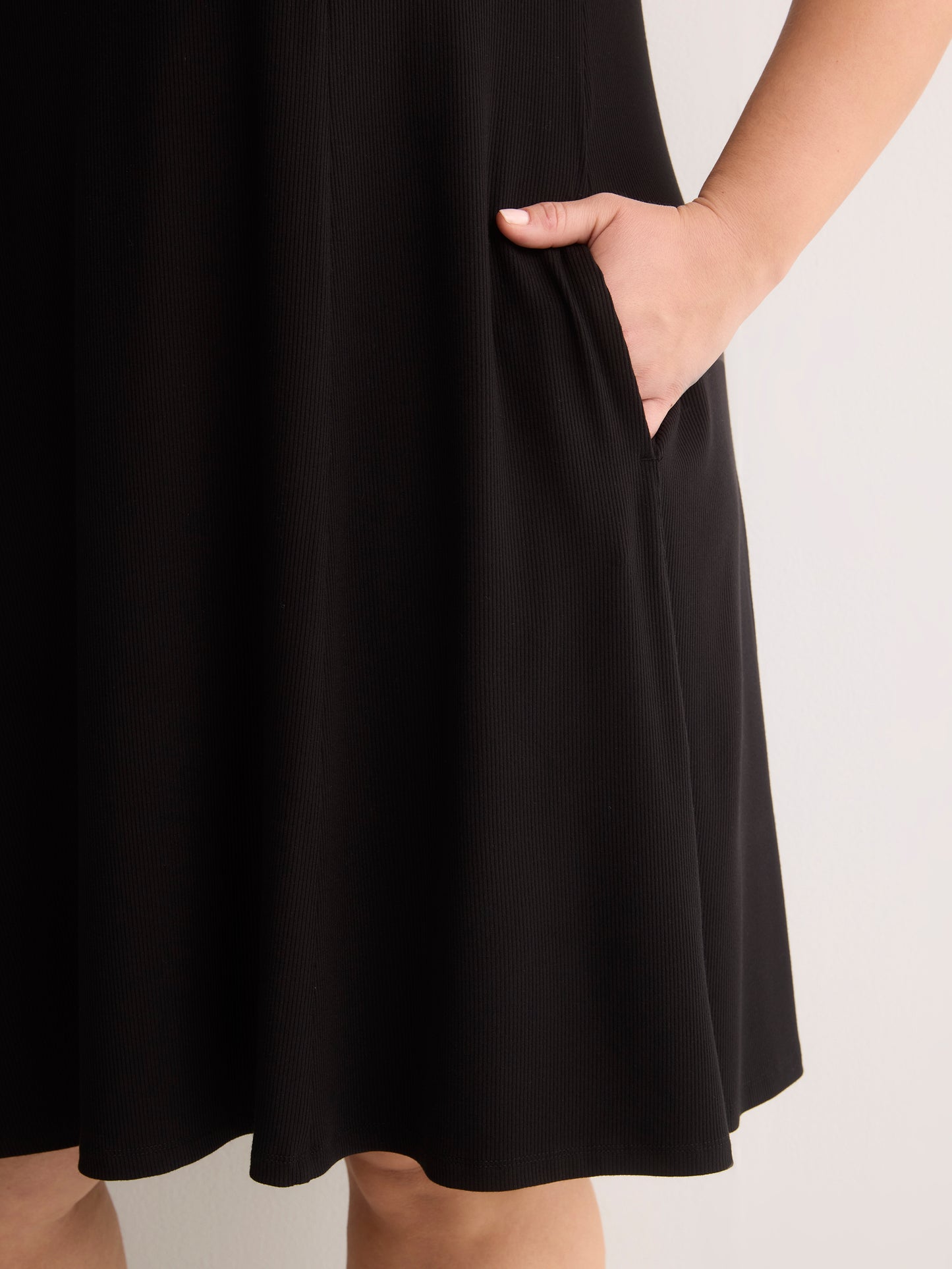 Responsible, Ribbed Sleeveless Boat Neck Swing Dress
