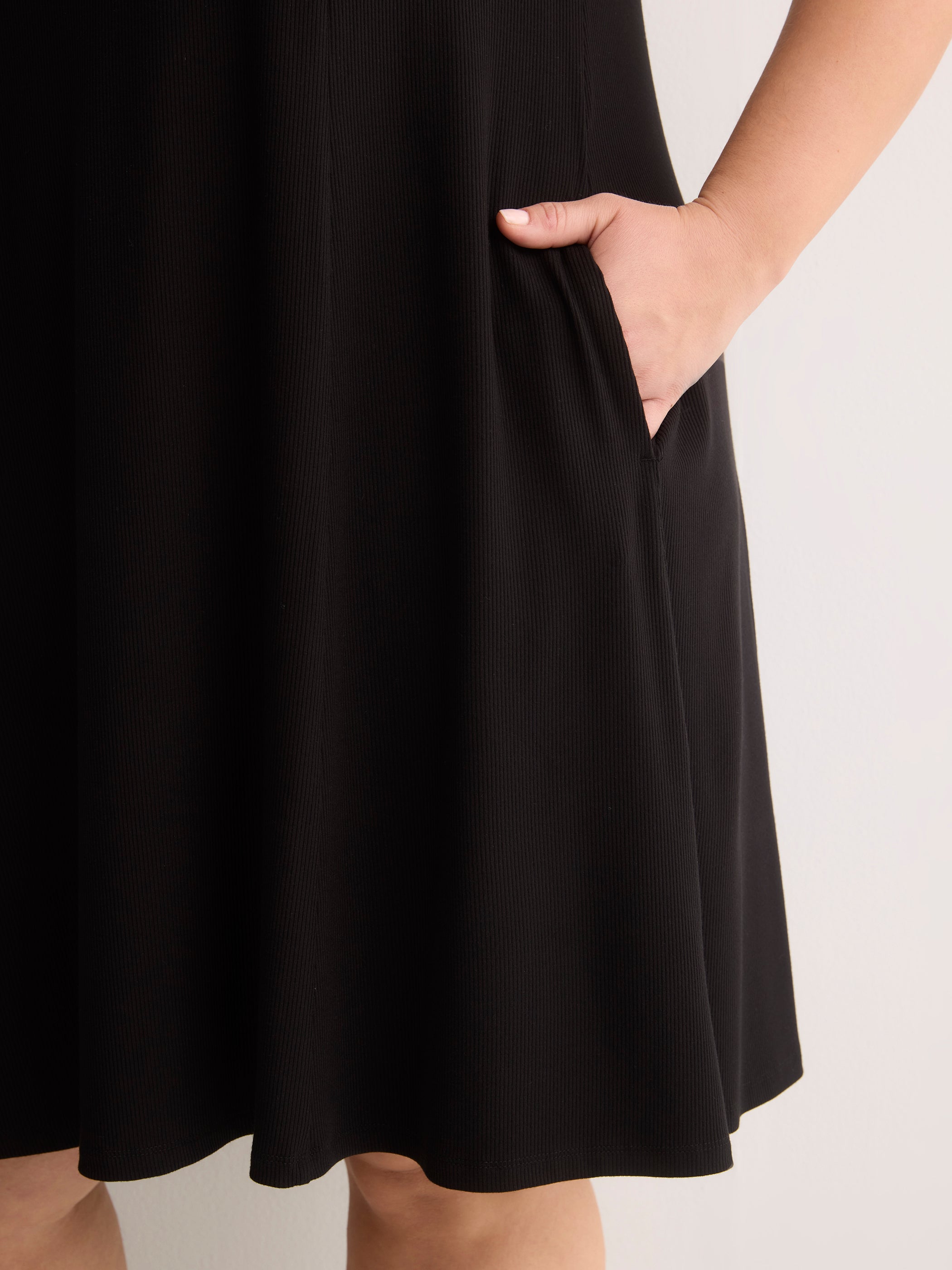 Responsible, Ribbed Sleeveless Boat Neck Swing Dress