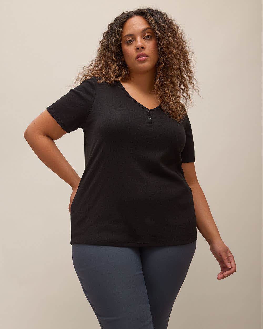 T-shirt côtelé, coupe girlfriend - Essentiels PENN.