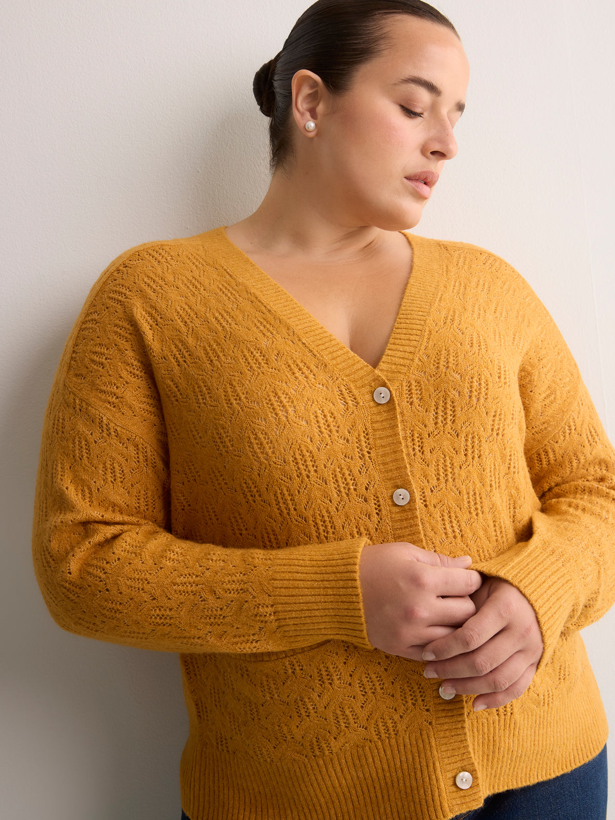 Loose Pointelle Knit Sweater Cardigan