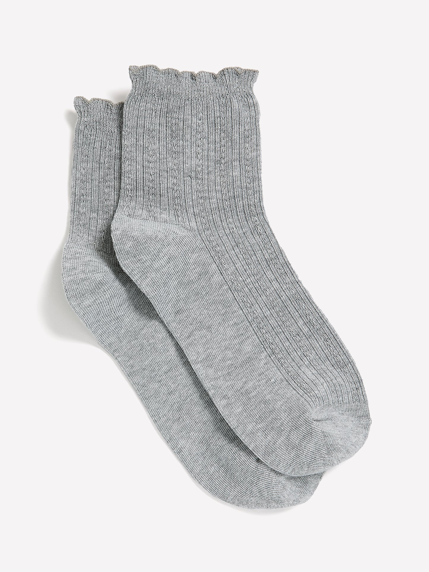 Chaussettes courtes texturées à rebord festonné