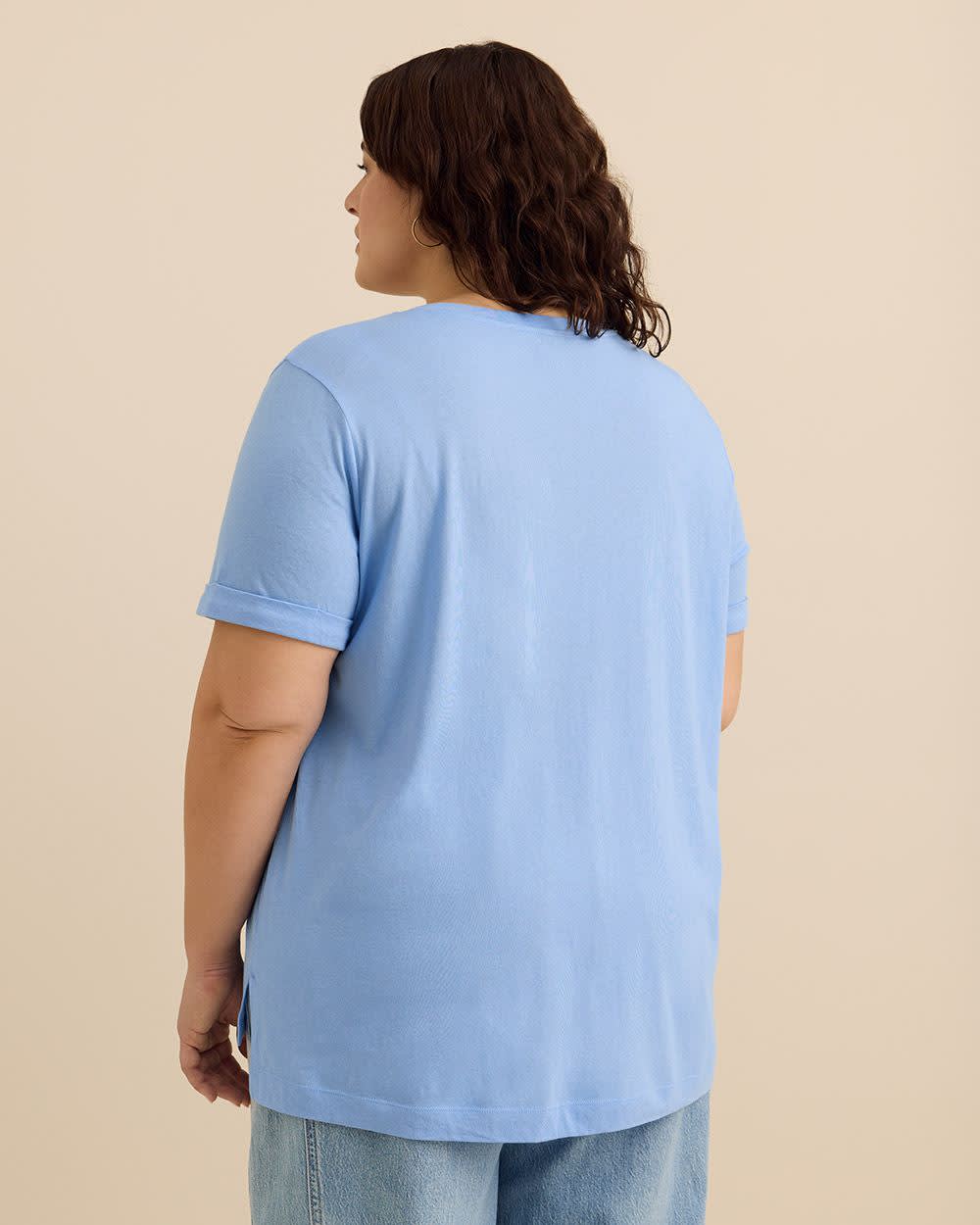 Responsible, V-Neck Boyfriend Tee with Slits