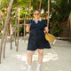Dark Blue Pleated Polo Tennis Dress - Active Zone