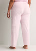White and Pink Plaid Cotton Knit Wide-Leg Pyjama Pant - tiVOGLIO