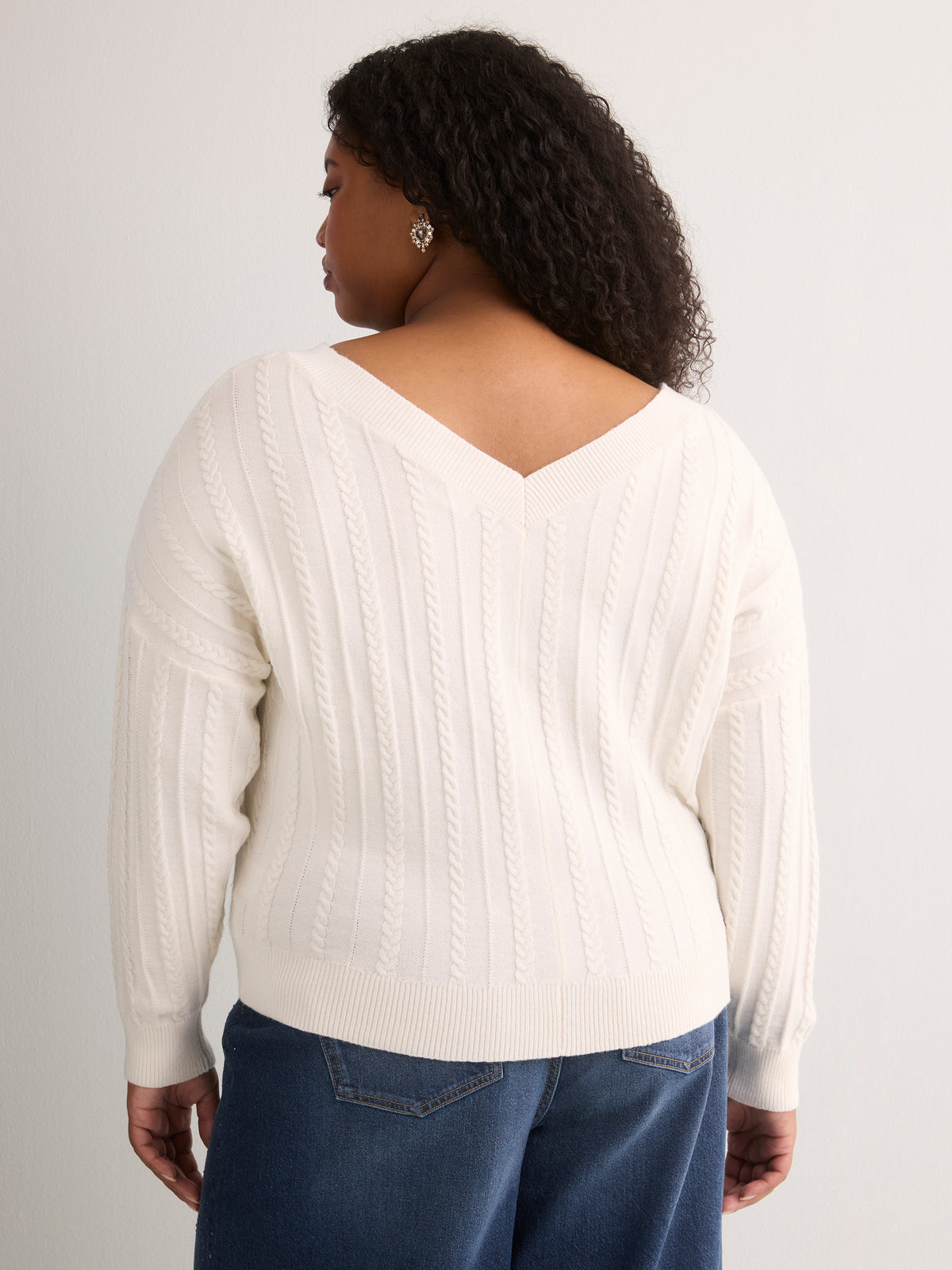 Short Wide V-Neck Sweater