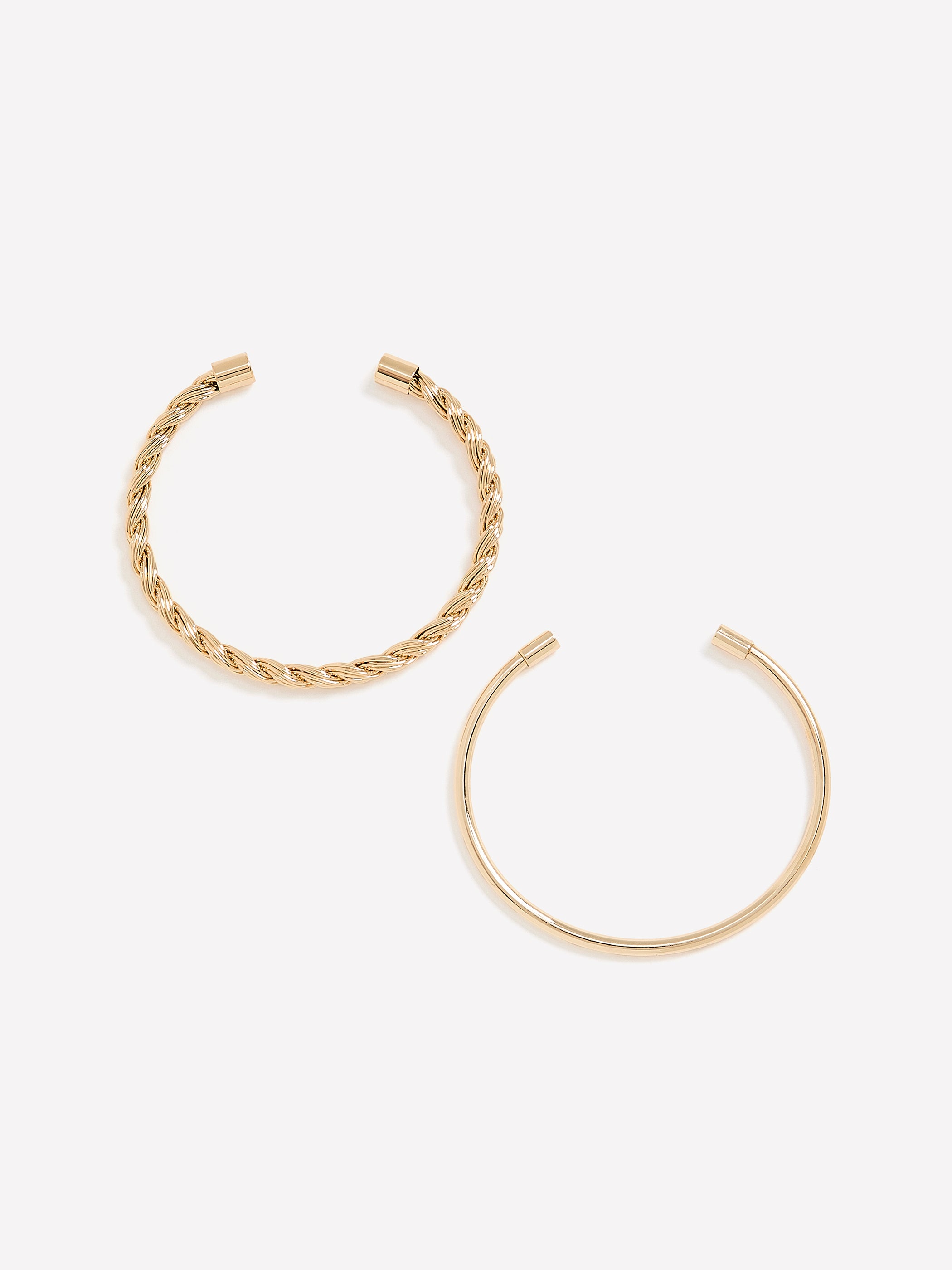 Thin Golden Cuff Bracelets, Set of 2