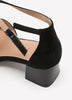 Extra Wide Width, Black Block-Heel Pointy Shoe with Ankle Strap