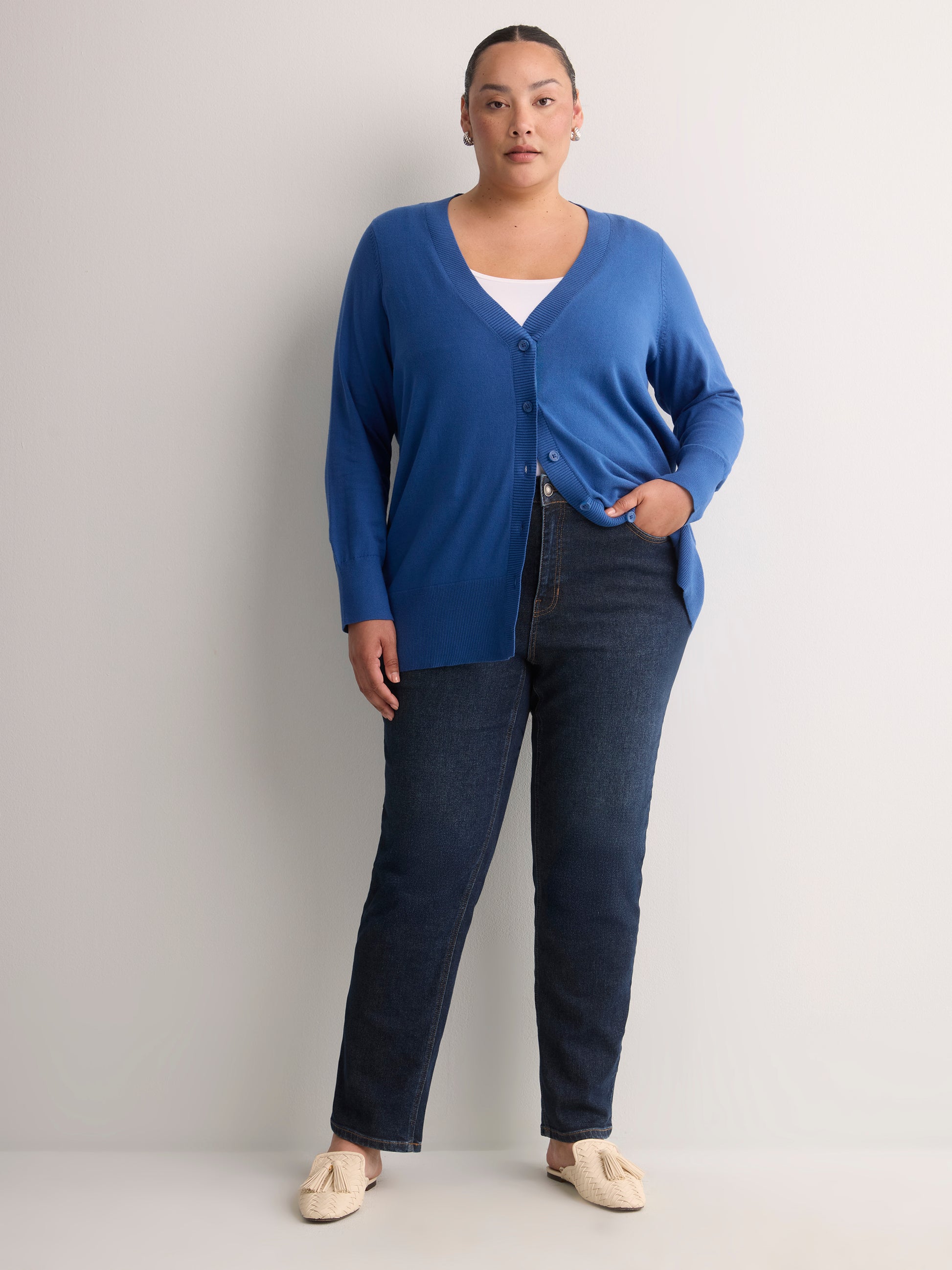 Cotton-Blend Tunic Cardigan