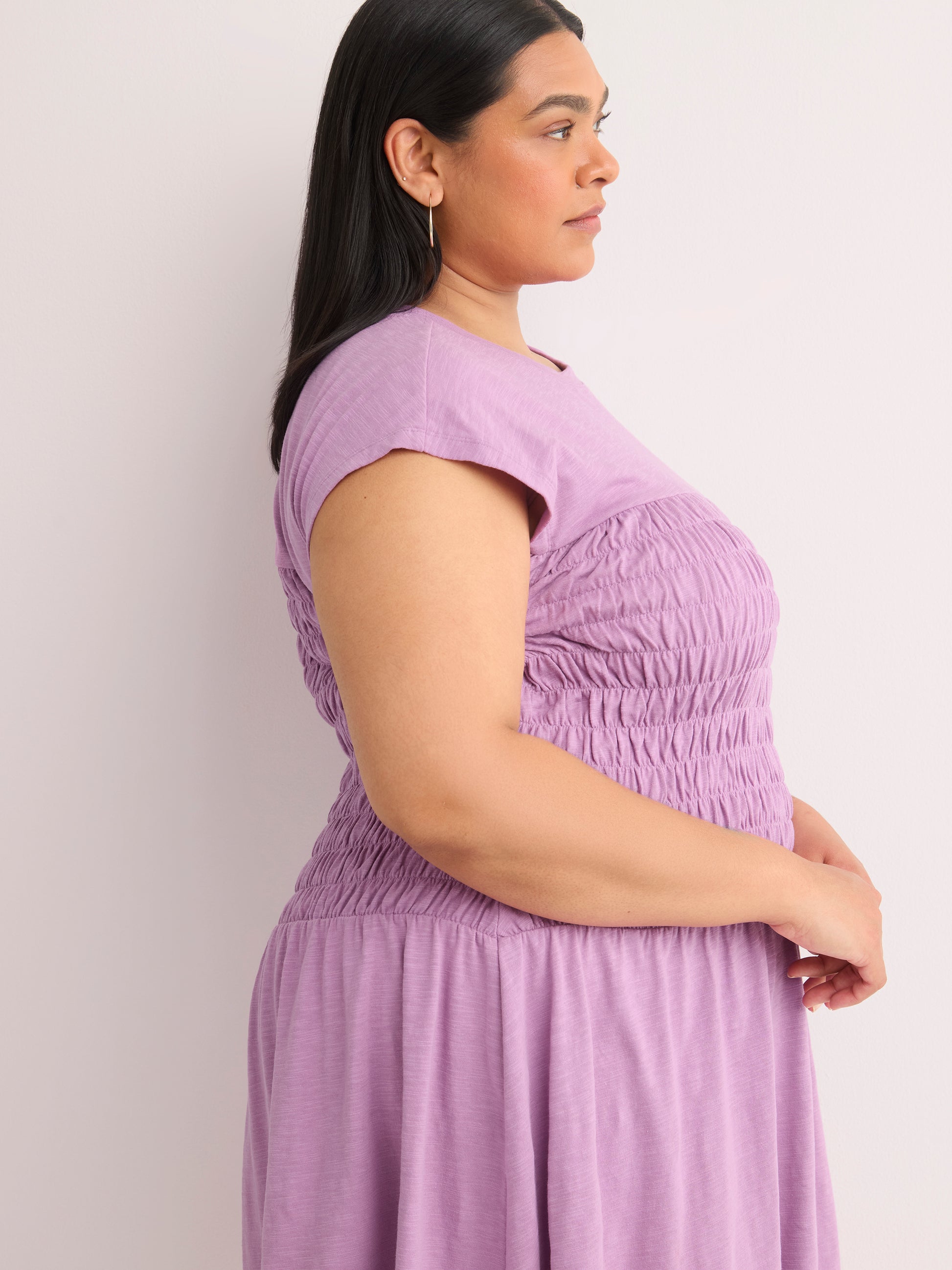 Sleeveless Smocked Crew-Neck Short Dress