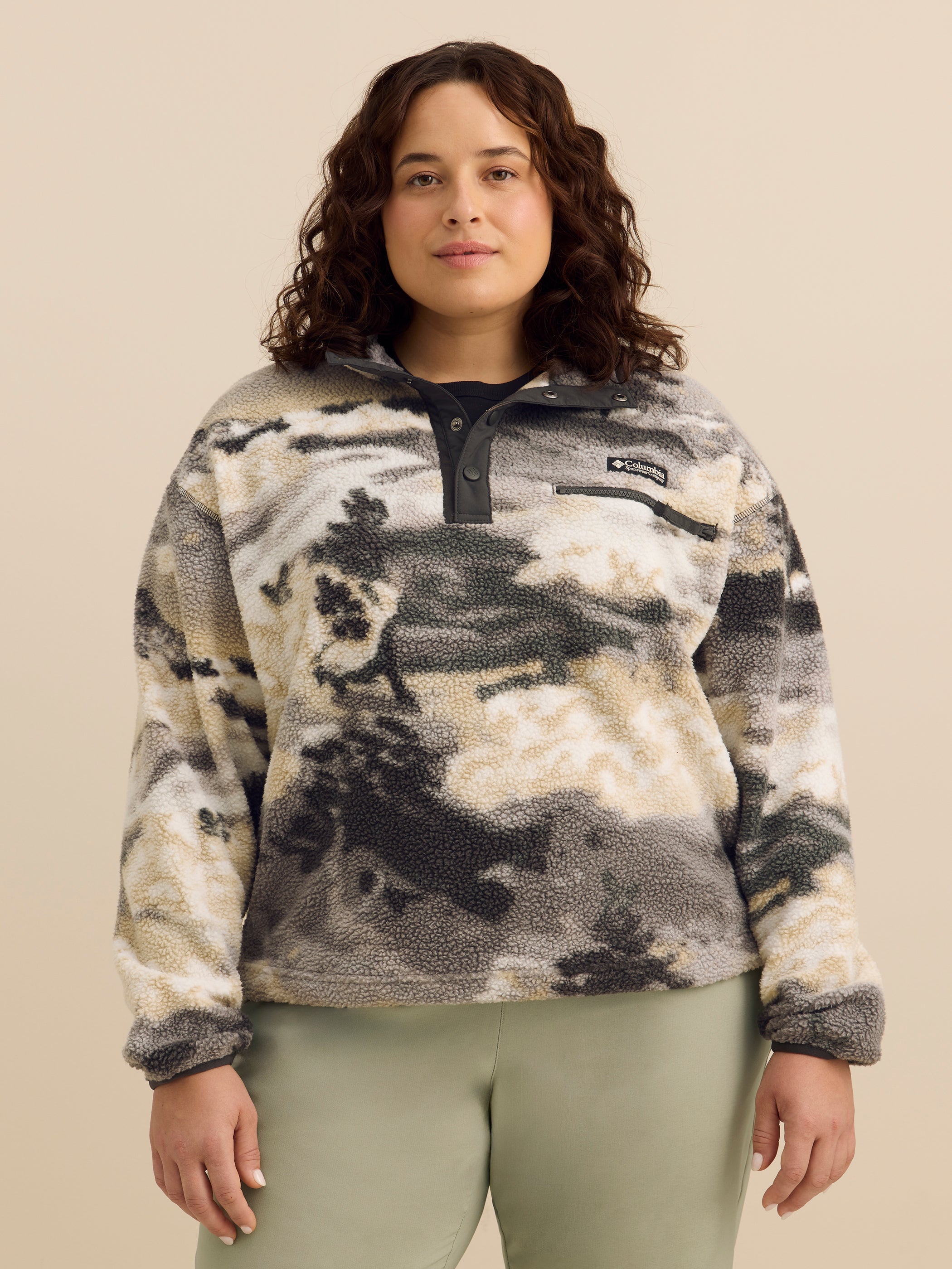 Columbia plus size cropped half snap sweater with chest pocket