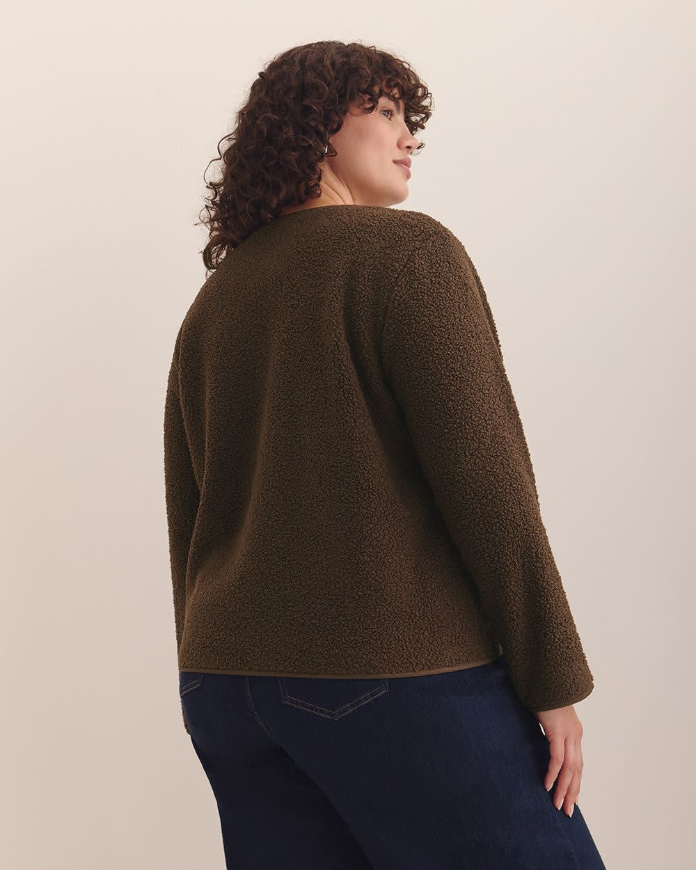 Ladies Knit Cardigan – Straight Fit, Crewneck, Button-Up Front