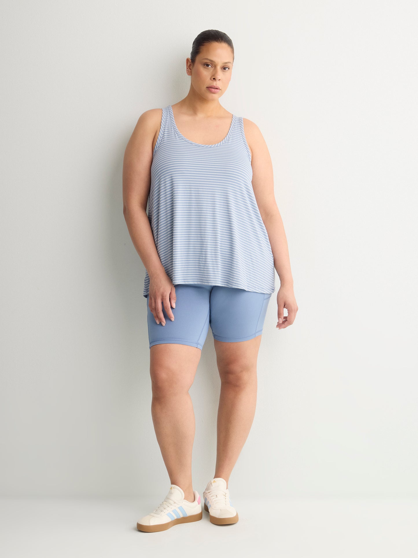 Textured Striped Swing Tank Top with Racerback Fooler - Active Zone