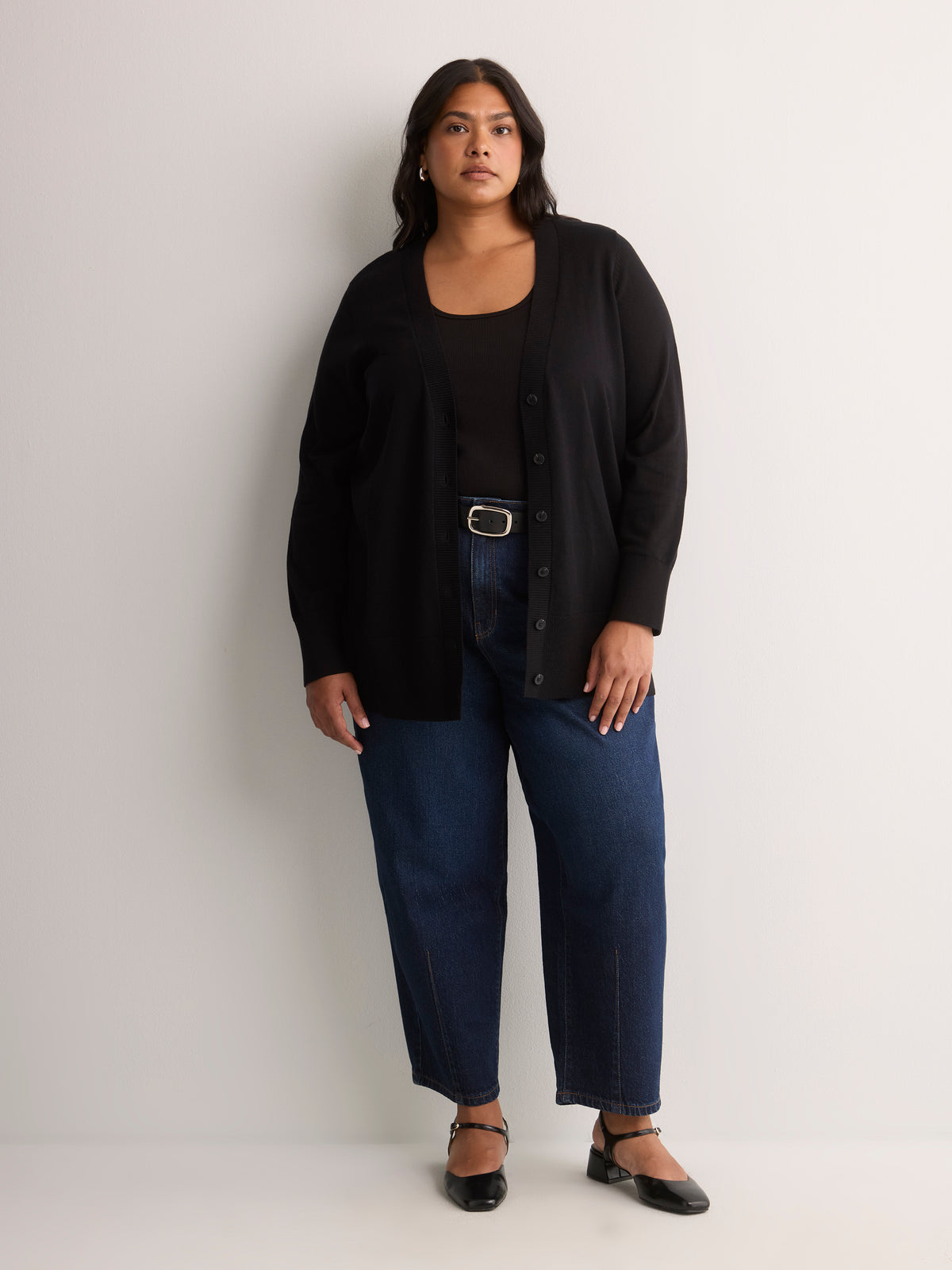 Cotton-Blend Tunic Cardigan