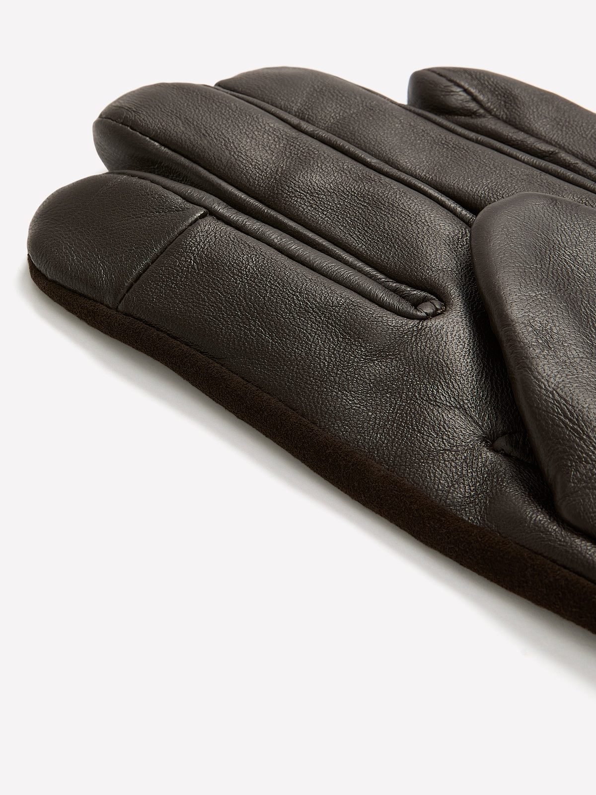 Black Leather and Suede Gloves with Horsebit Chain
