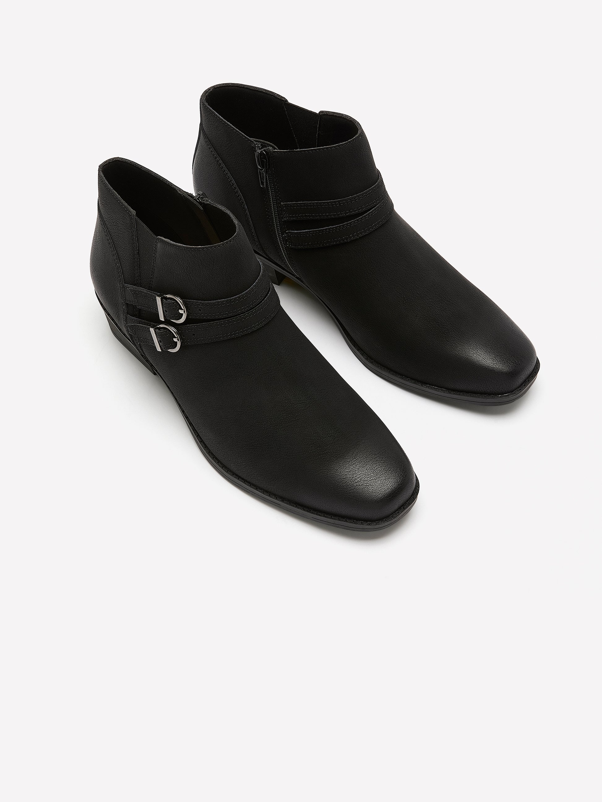 Wide Width, Danyelle Cali Black Leather Mid-Heel Bootie - Clarks