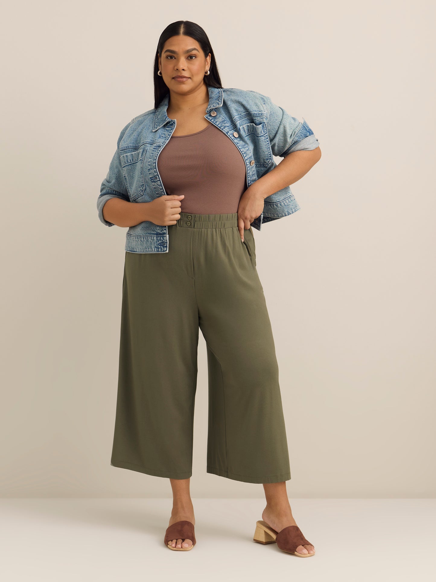 Pantalon court à jambe large