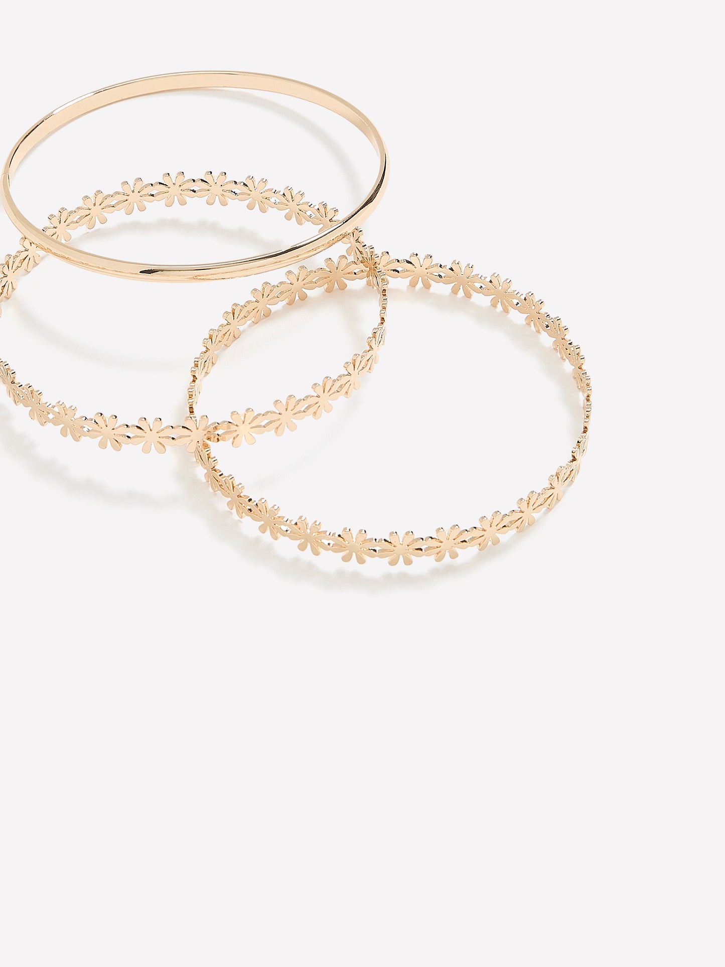 Golden Floral Bangles, Set of 3