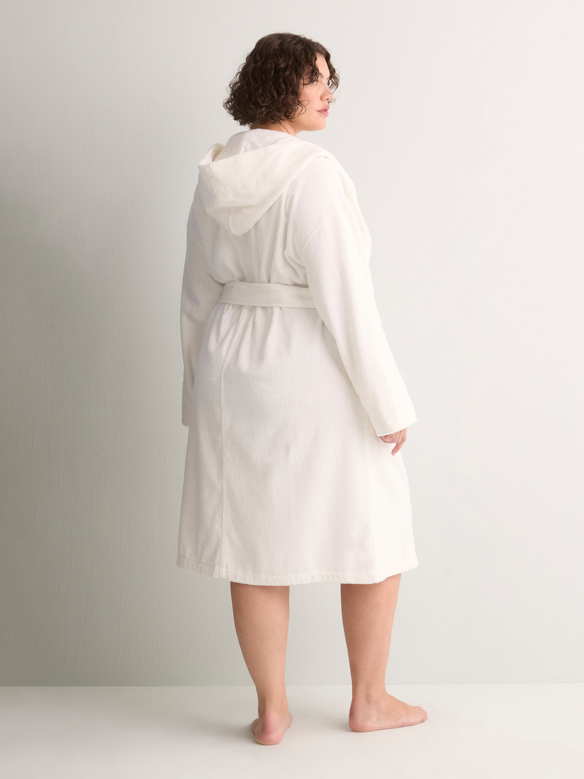 White French Terry Cloth Midi Spa Robe - tiVOGLIO