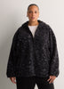 Hooded Printed Sherpa Zippered Jacket - Active Zone