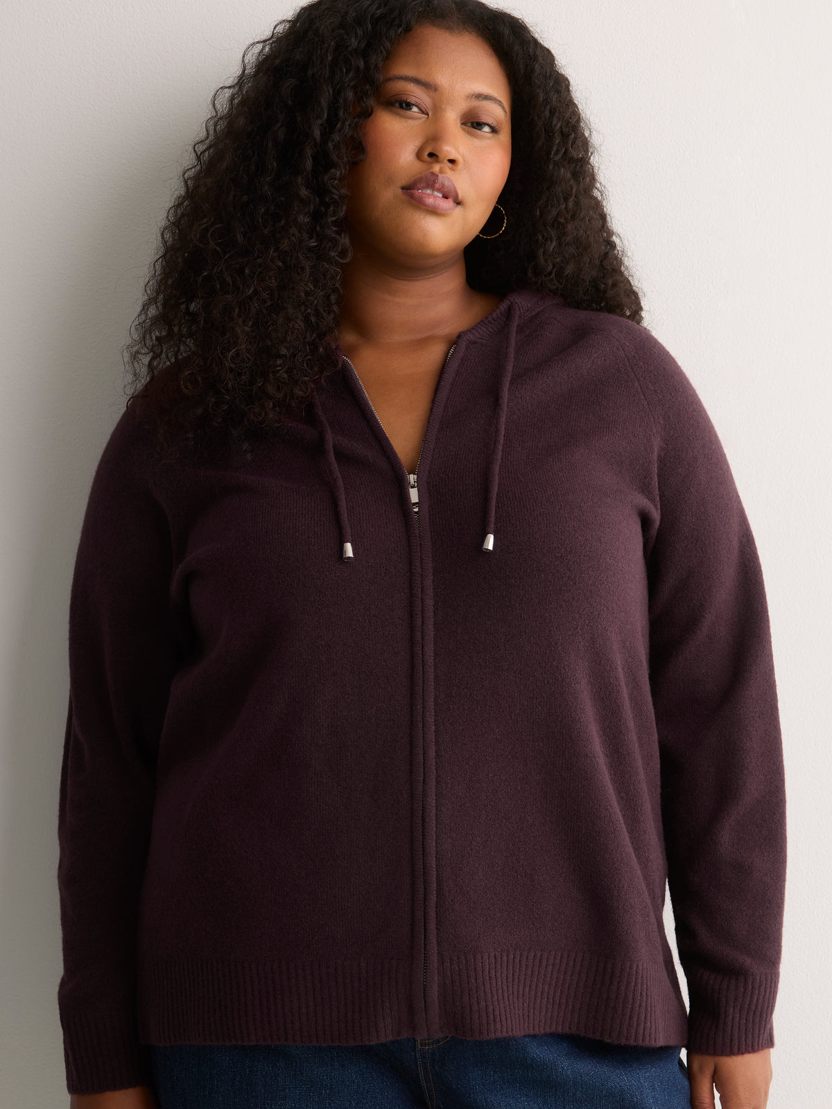Straight Hooded Zip Sweater