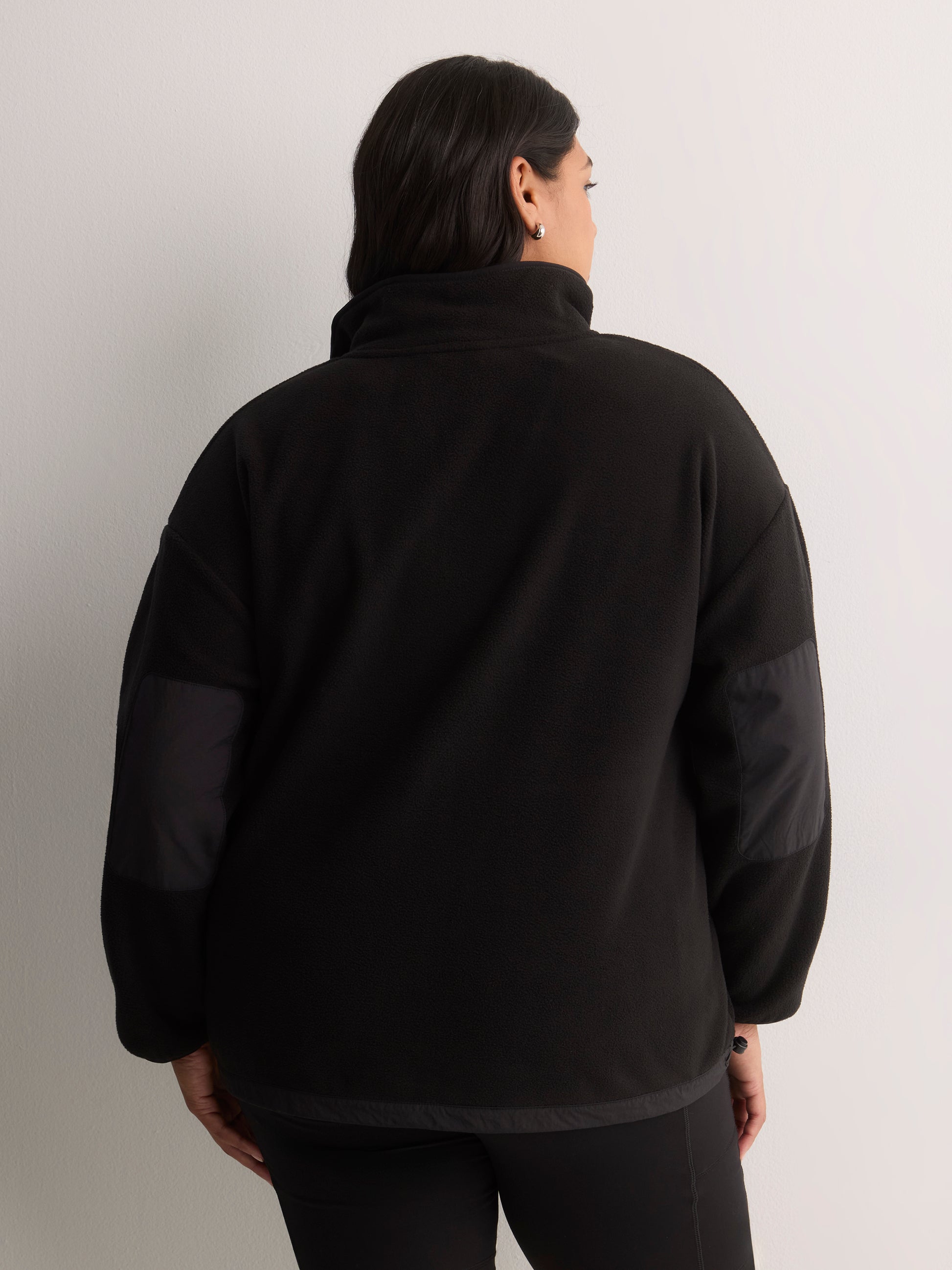 Black Short Polar Fleece Jacket with Contrast Trim - Active Zone