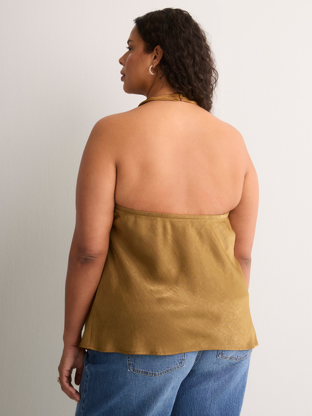 Satin Straight Sleeveless Halter Top