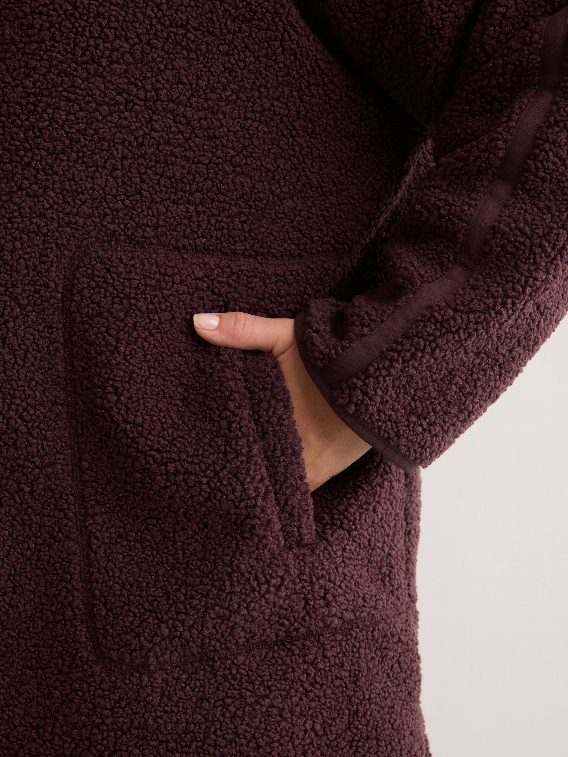 Long Hooded Mock-Neck Sherpa Jacket - Active Zone