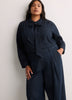 Denim Buttoned Down Shirt with Scarf Collar