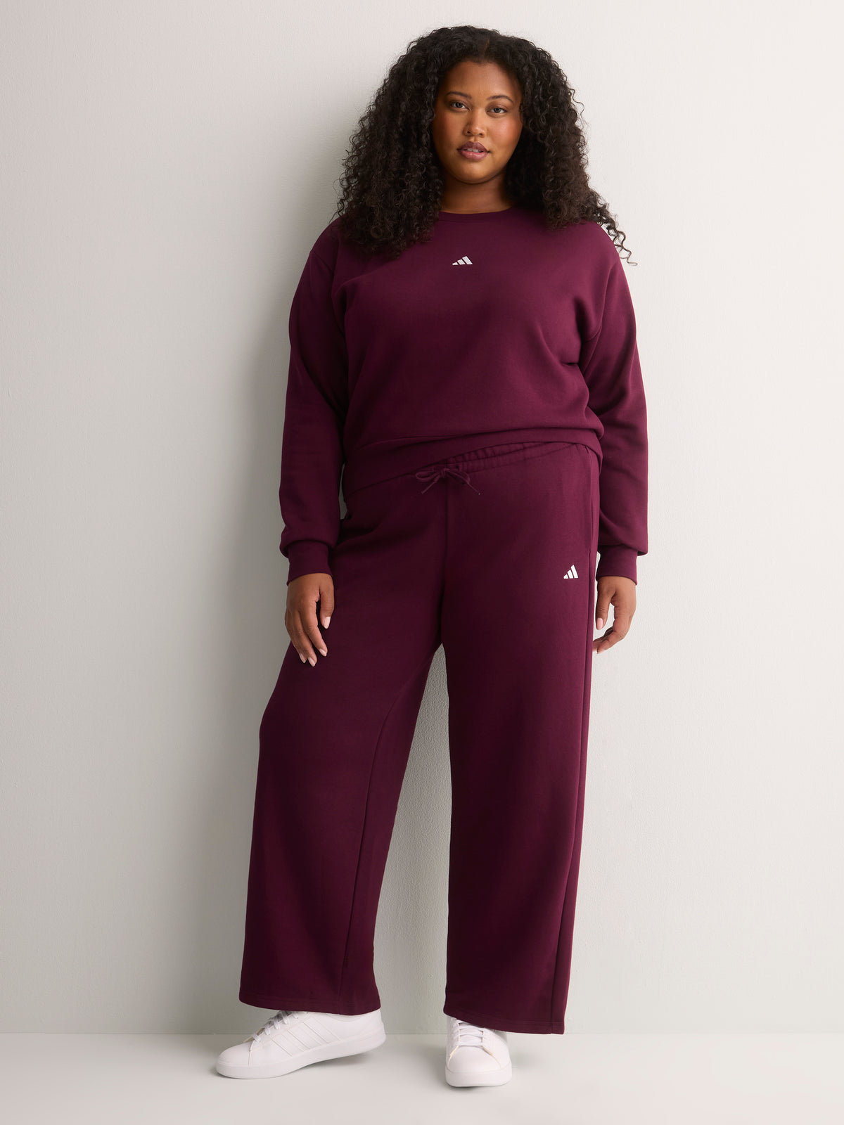 Burgundy Feel Cozy Open-Hem Pants with Small Logo - adidas